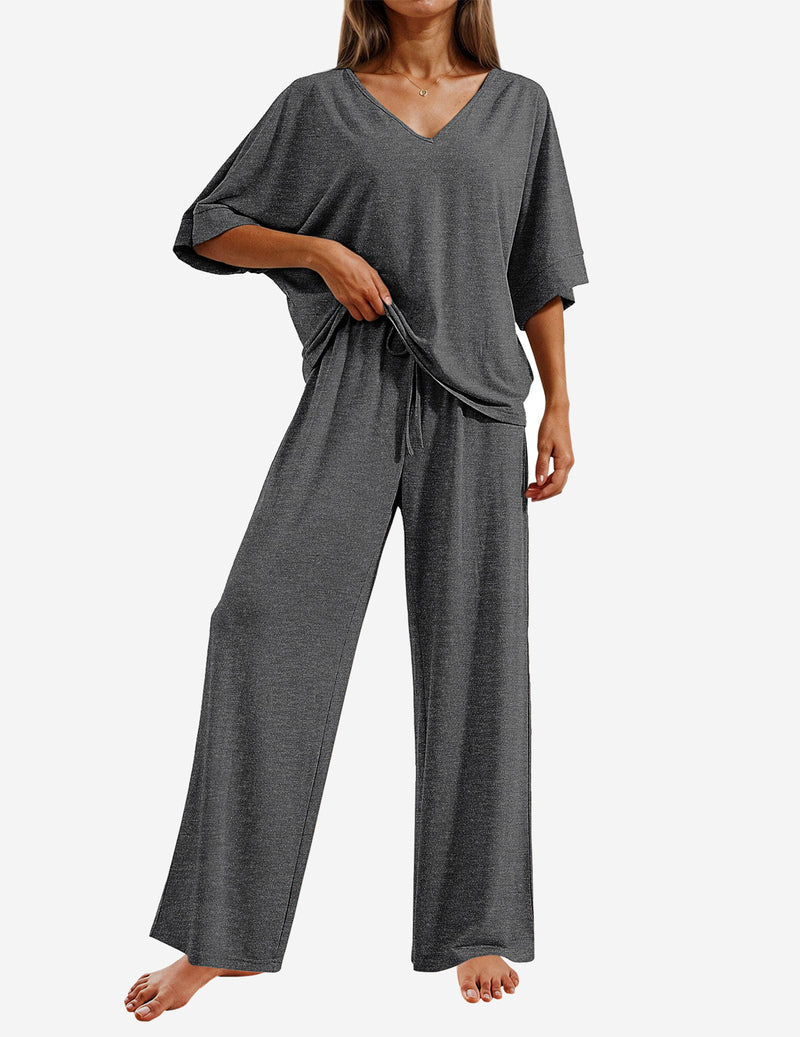 2 Piece Lounge Set Short Sleeve Tops and Long Pants