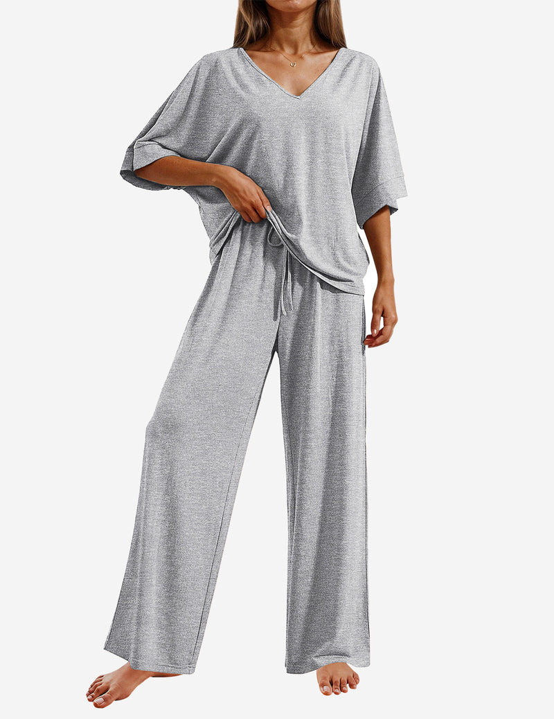 2 Piece Lounge Set Short Sleeve Tops and Long Pants