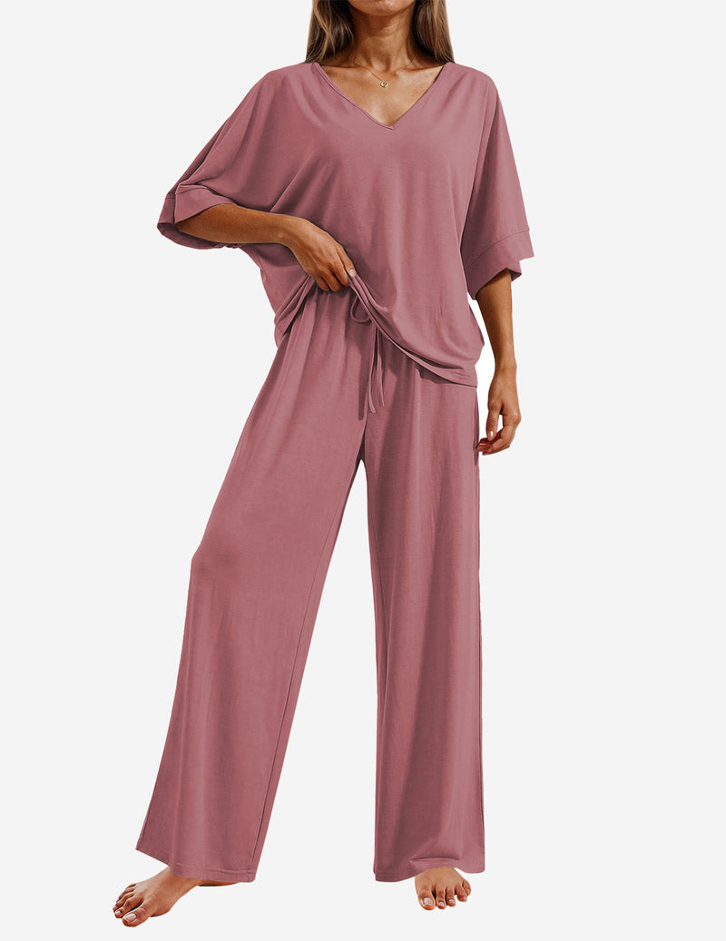 2 Piece Lounge Set Short Sleeve Tops and Long Pants