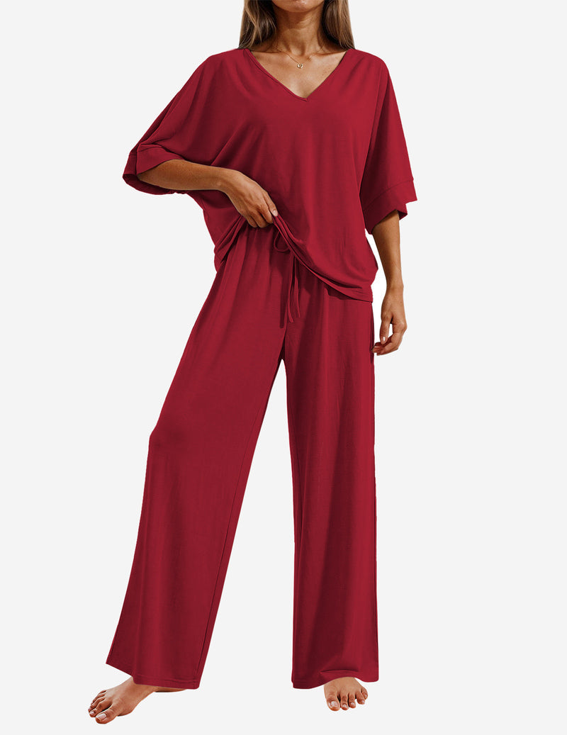 2 Piece Lounge Set Short Sleeve Tops and Long Pants