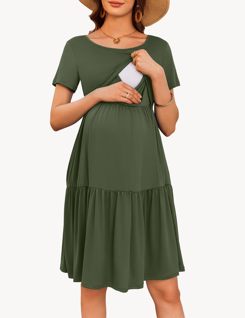 Breastfeeding Knee Length Maternity Dresses