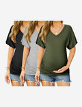 3 Pack Maternity Shirts Side Ruched Tops