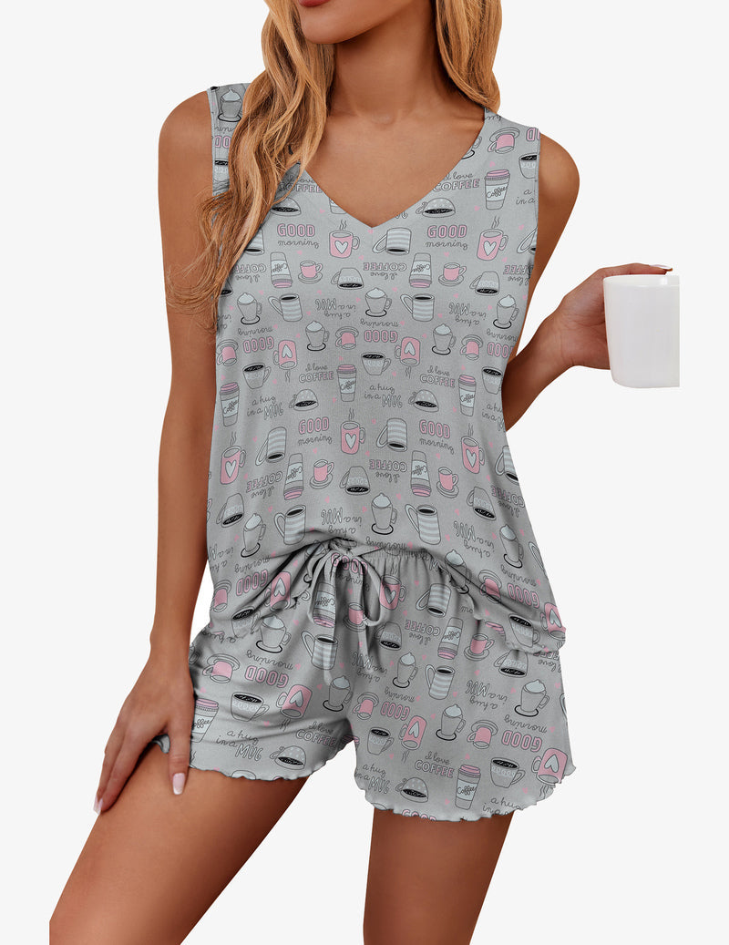 Pajamas Set Soft Comfy Tank and Shorts Pj Set