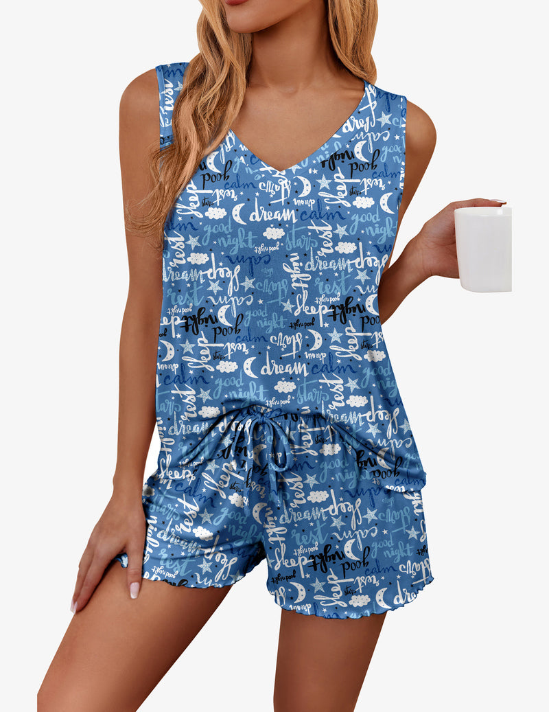 Pajamas Set Soft Comfy Tank and Shorts Pj Set