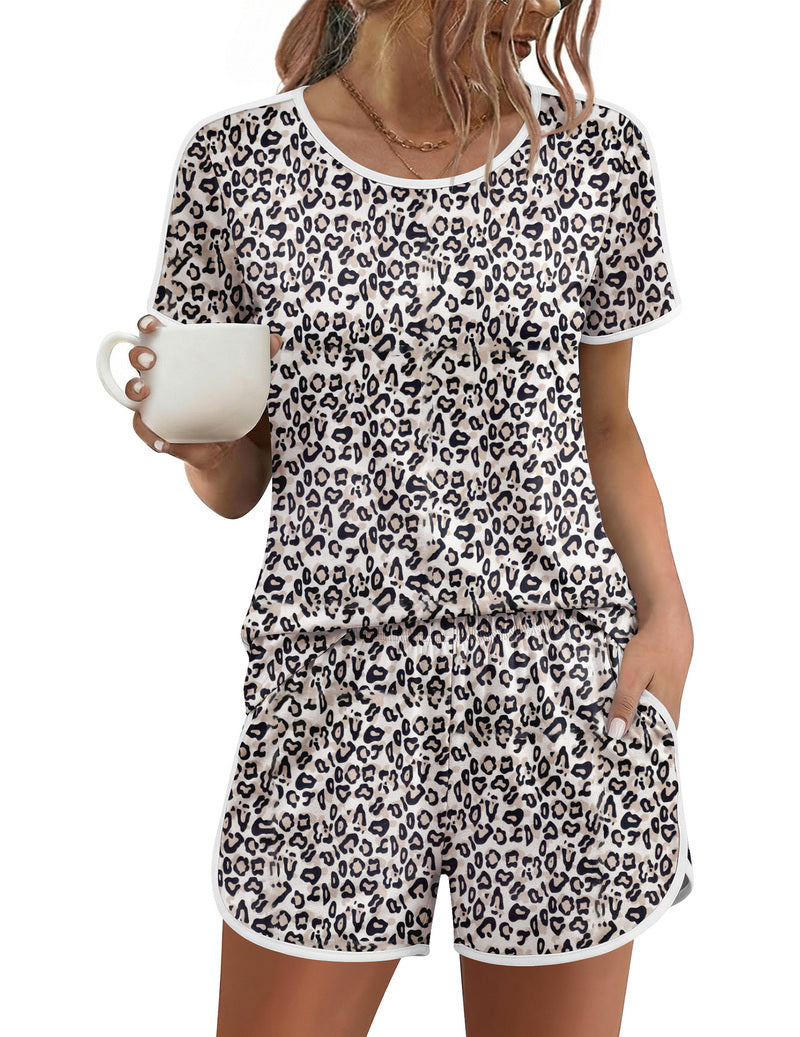 Short Sleeve Sleepwear Soft Pjs Sets 2 Piece Lounge Set