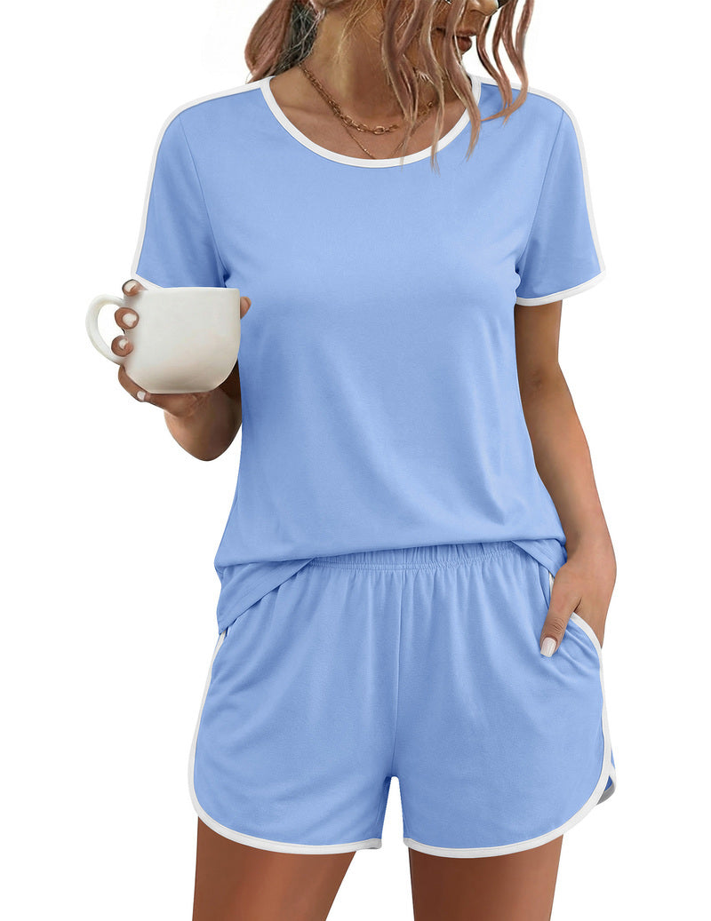 Short Sleeve Sleepwear Soft Pjs Sets 2 Piece Lounge Set