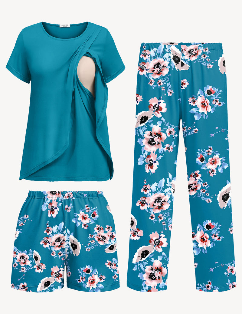 3 PCS Maternity Nursing Pajamas Set