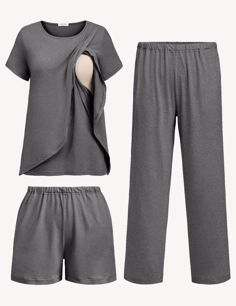 3 PCS Maternity Nursing Pajamas Set
