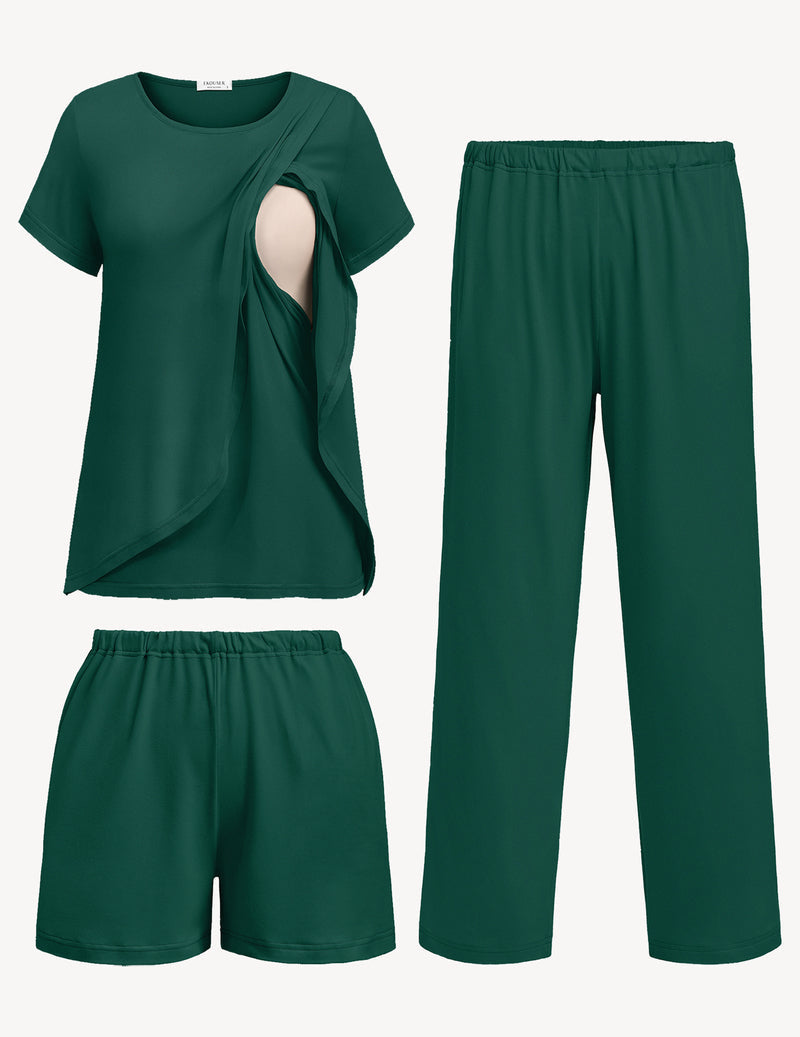 3 PCS Maternity Nursing Pajamas Set