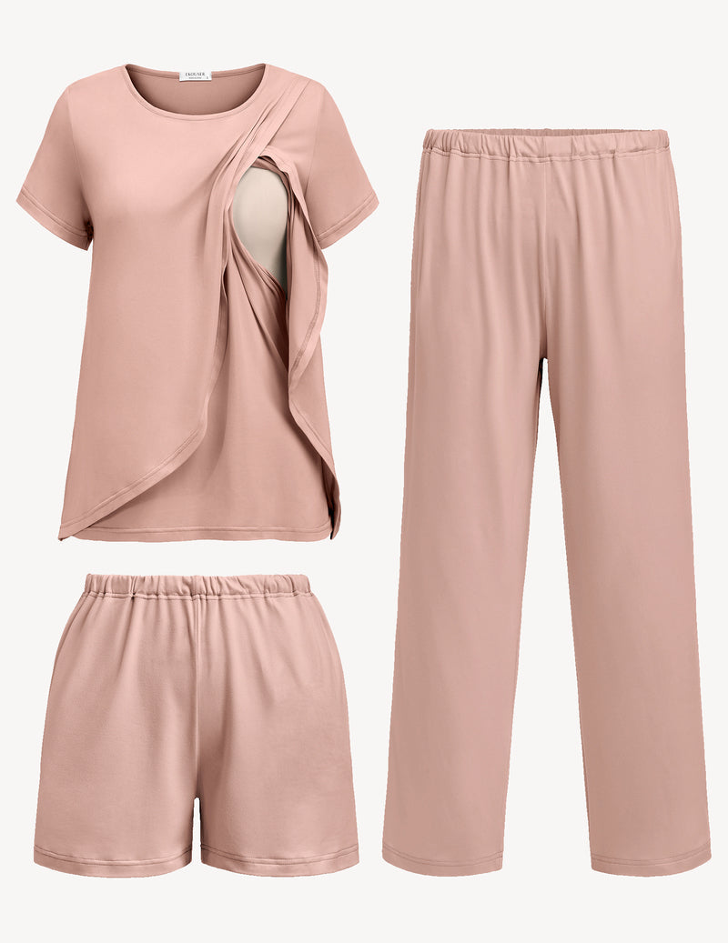 3 PCS Maternity Nursing Pajamas Set