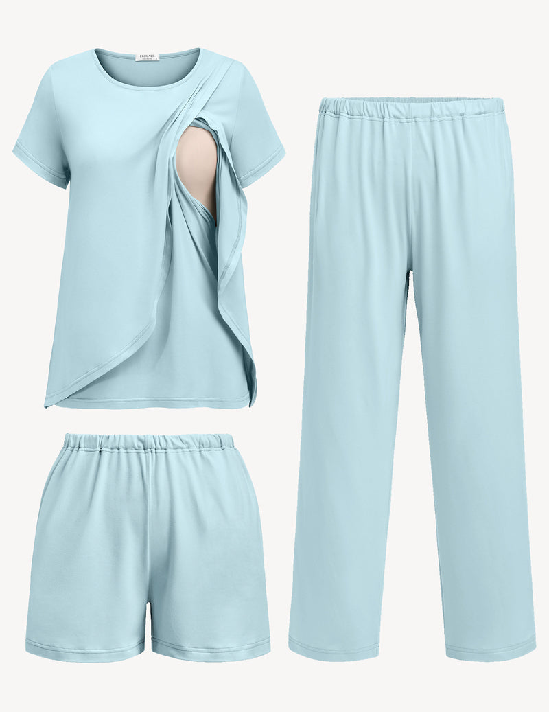 3 PCS Maternity Nursing Pajamas Set