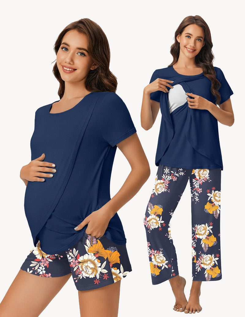 3 PCS Maternity Nursing Pajamas Set