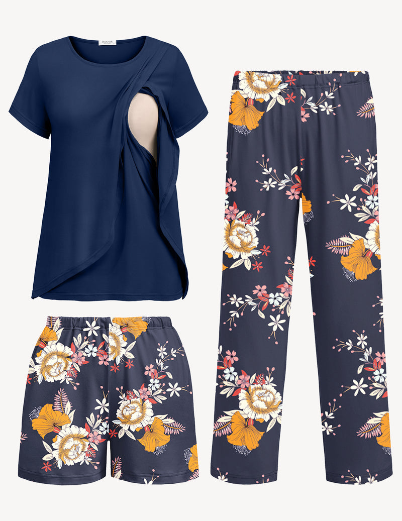 3 PCS Maternity Nursing Pajamas Set