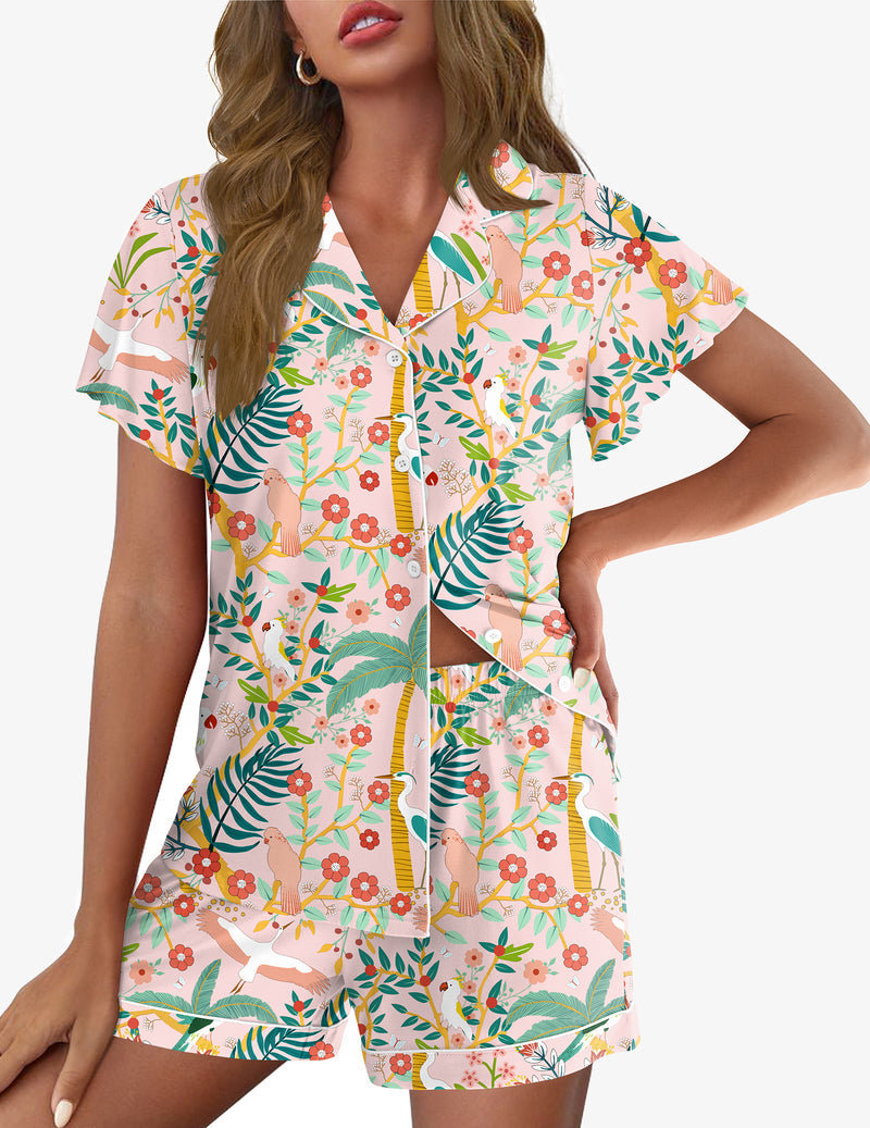 Pajamas Set Button Up Soft Pj Lounge Sets