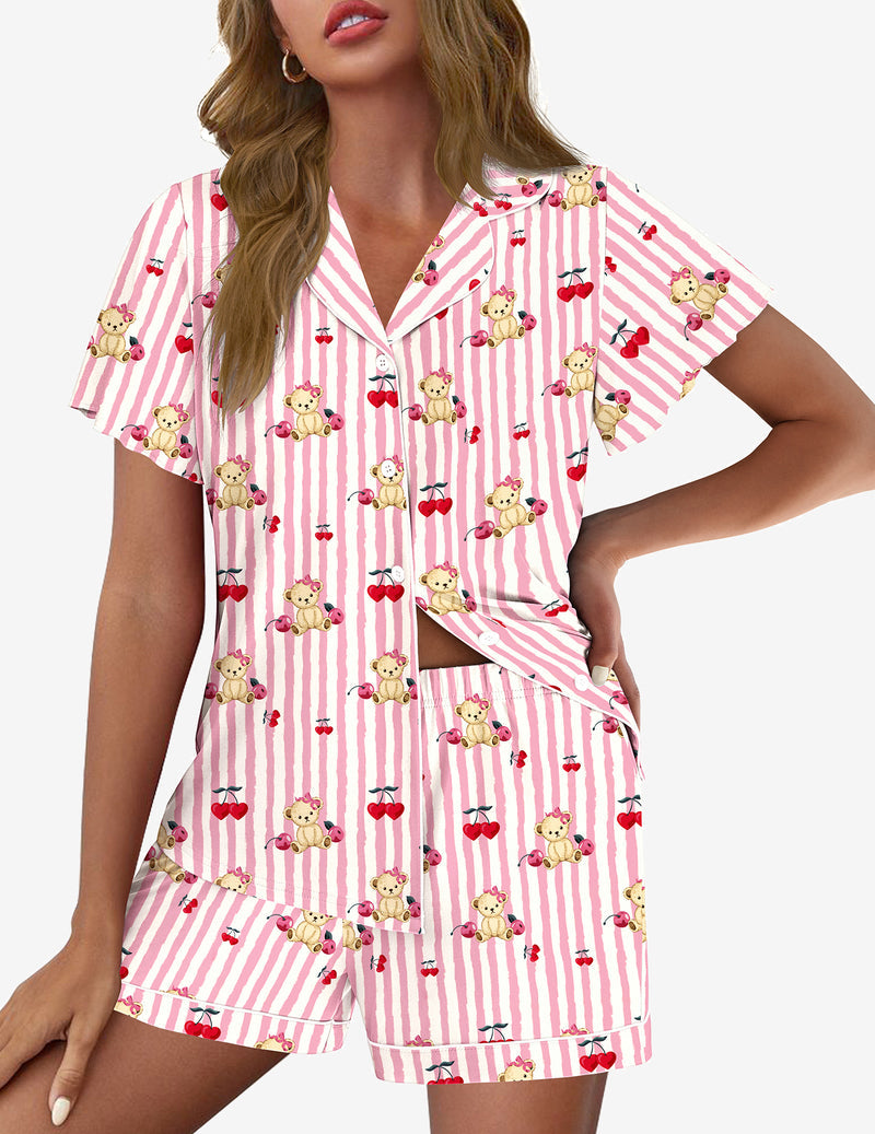Pajamas Set Button Up Soft Pj Lounge Sets