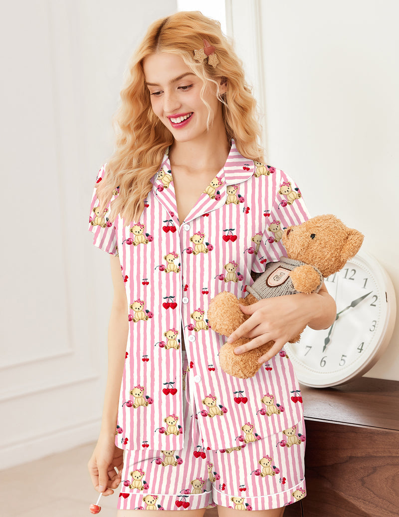 Pajamas Set Button Up Soft Pj Lounge Sets