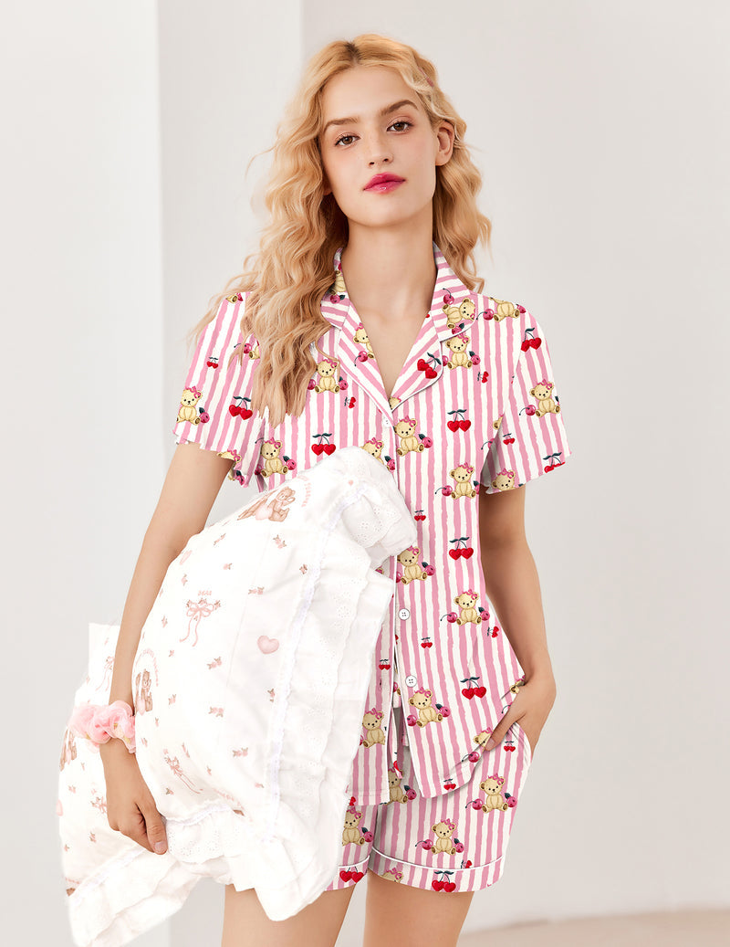 Pajamas Set Button Up Soft Pj Lounge Sets