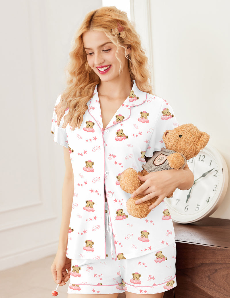 Pajamas Set Button Up Soft Pj Lounge Sets