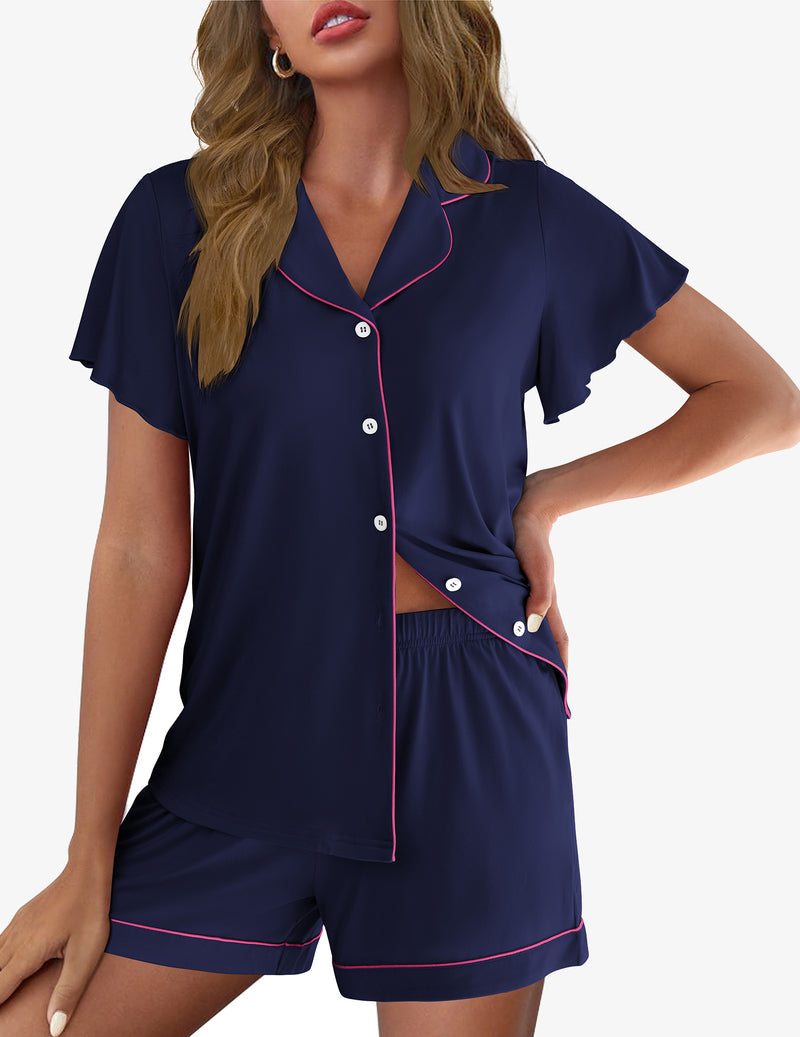 Pajamas Set Button Up Soft Pj Lounge Sets