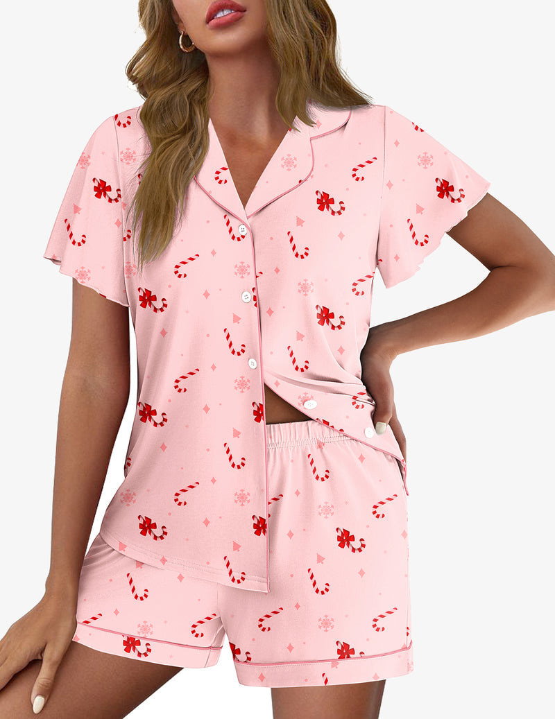 Pajamas Set Button Up Soft Pj Lounge Sets