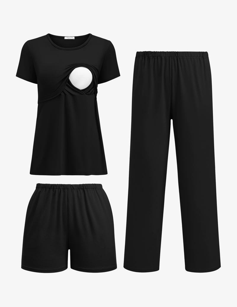 3 Piece Postpartum Nursing Pajamas Set