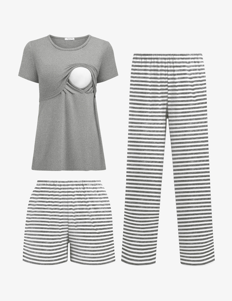 3 Piece Postpartum Nursing Pajamas Set