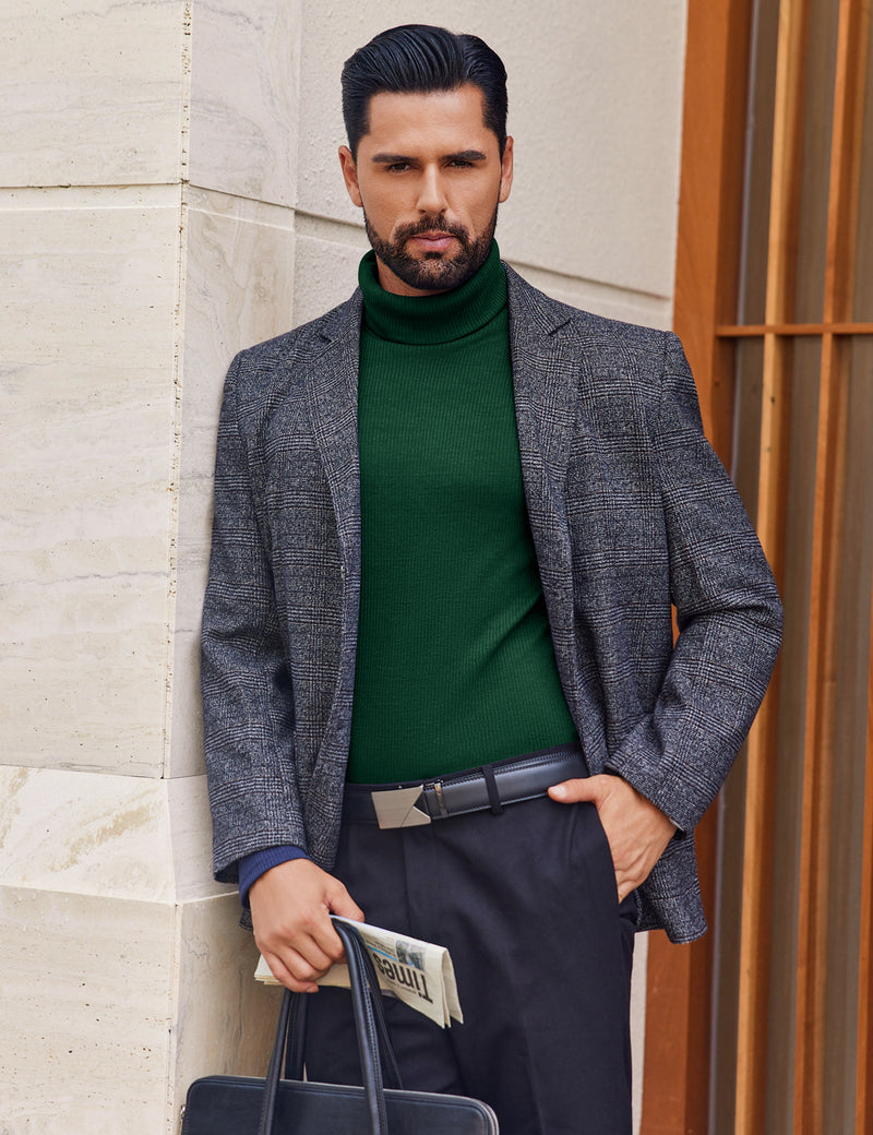 Mens Turtleneck Shirts Ribbed Lightweight Sweater
