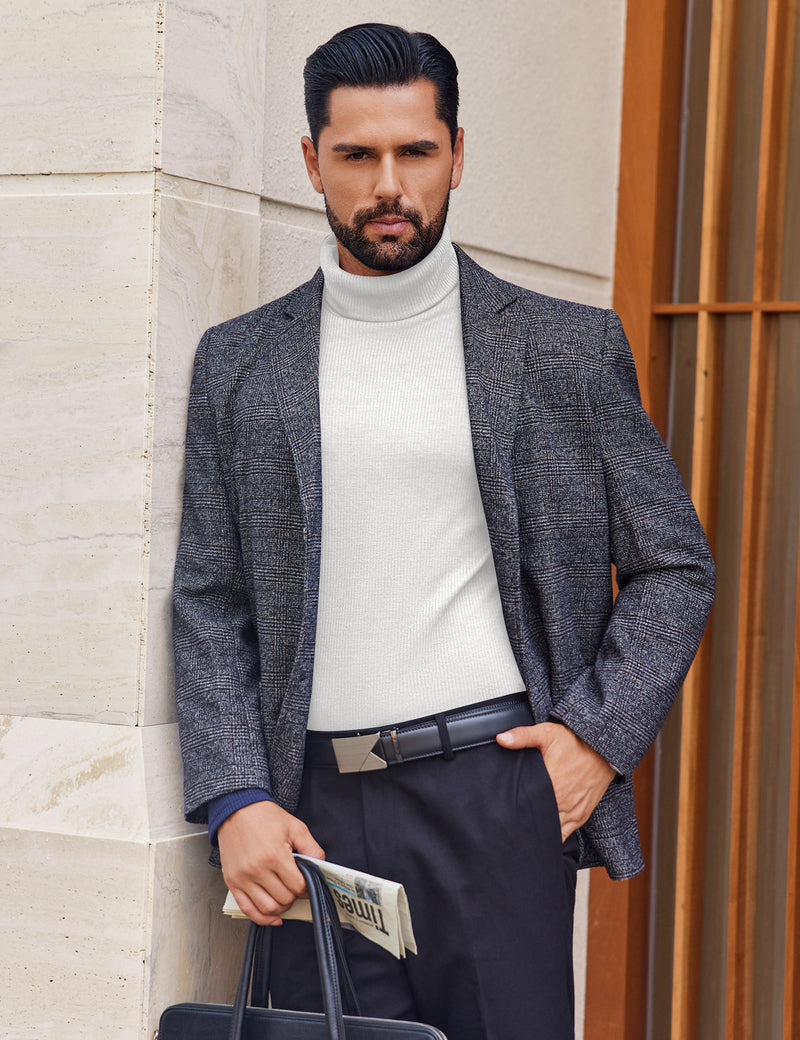 Mens Turtleneck Shirts Ribbed Lightweight Sweater