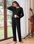 Pajama Sets Pleated Tops with Long Pants Lounge Set