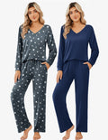2 Pack Pajama Sets Long Sleeve Pajamas Top and Pants