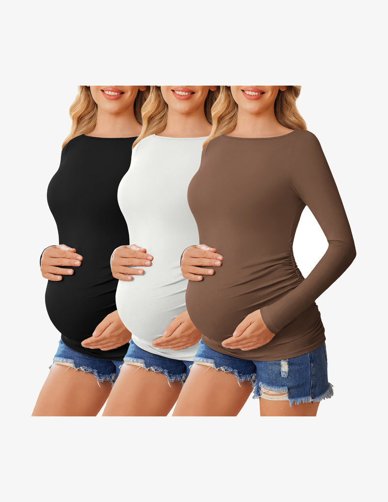 3 Packs Pregnancy Tops Long Sleeve Tunic Tees