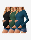 3 Packs Maternity Shirts Long Sleeve Tee Tops