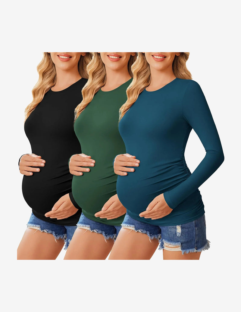 3 Packs Maternity Shirts Long Sleeve Tee Tops