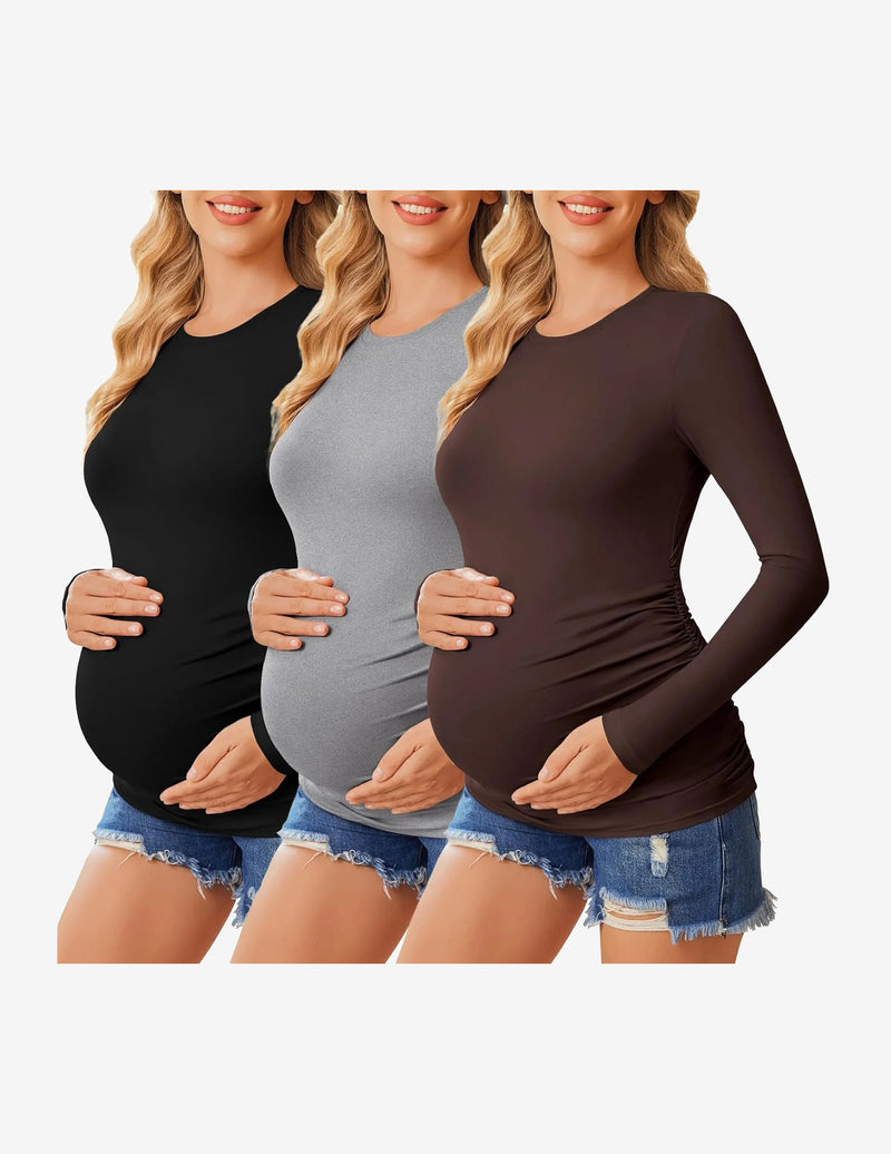 3 Packs Maternity Shirts Long Sleeve Tee Tops