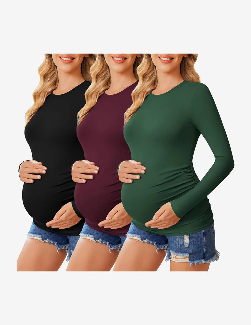 3 Packs Maternity Shirts Long Sleeve Tee Tops