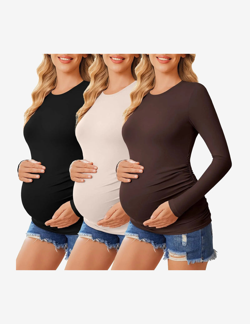 3 Packs Maternity Shirts Long Sleeve Tee Tops