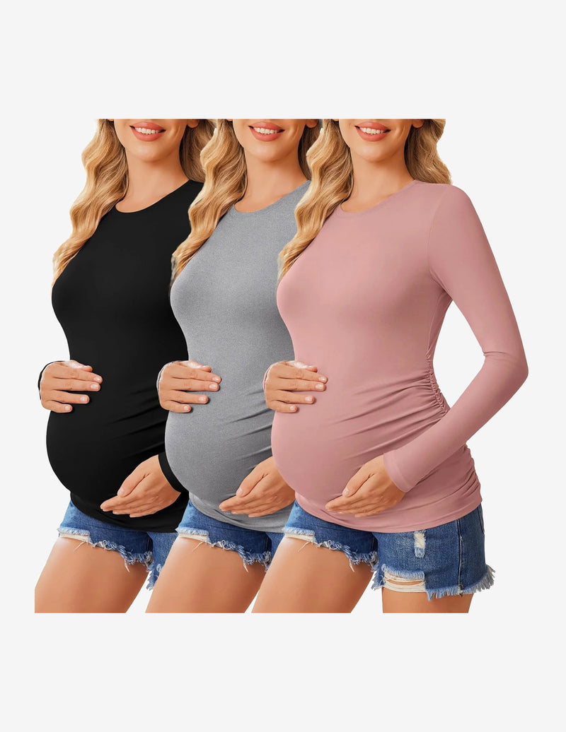 3 Packs Maternity Shirts Long Sleeve Tee Tops