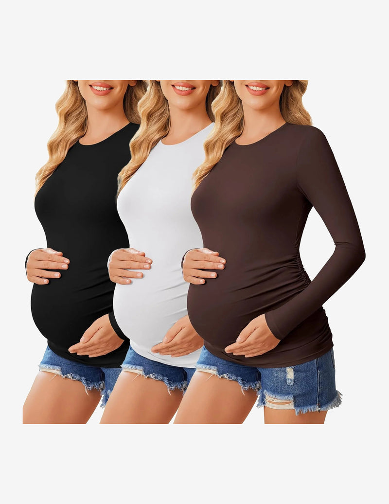 3 Packs Maternity Shirts Long Sleeve Tee Tops