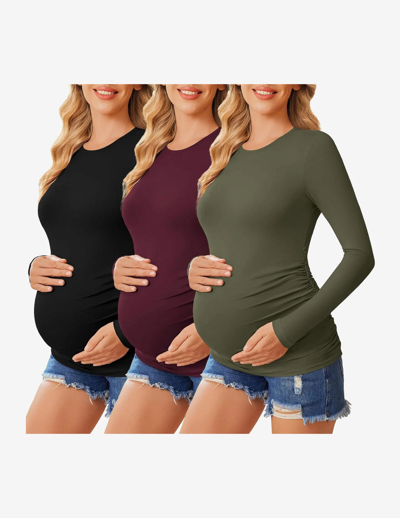3 Packs Maternity Shirts Long Sleeve Tee Tops