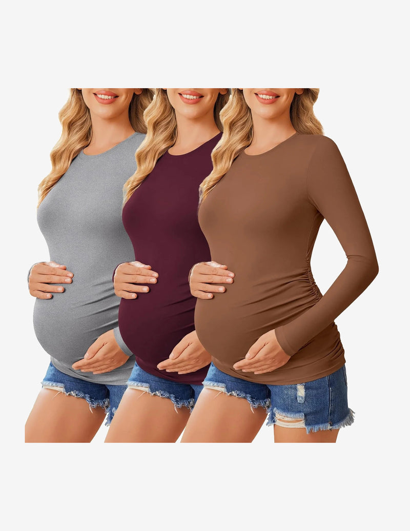 3 Packs Maternity Shirts Long Sleeve Tee Tops