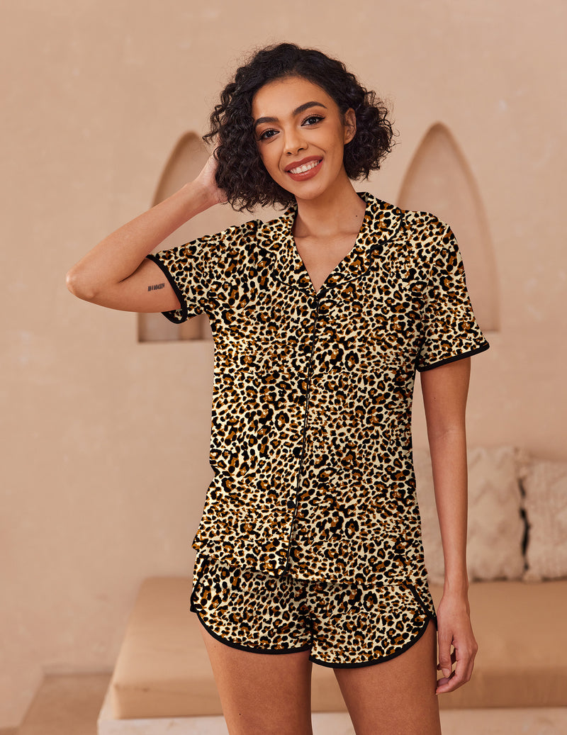 Button Up Sleepwear 2 Piece Pjs Lounge Set