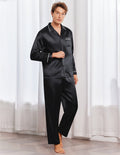 Mens Silk Satin Pajama Set 2 piece Long Sleeve Pj with Long Pants