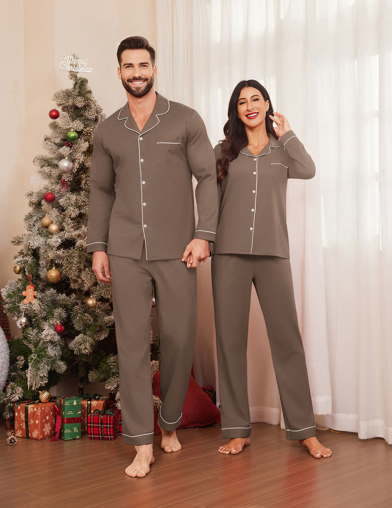 100% Cotton Couple Matching Pajamas Loungewear Pjs Set