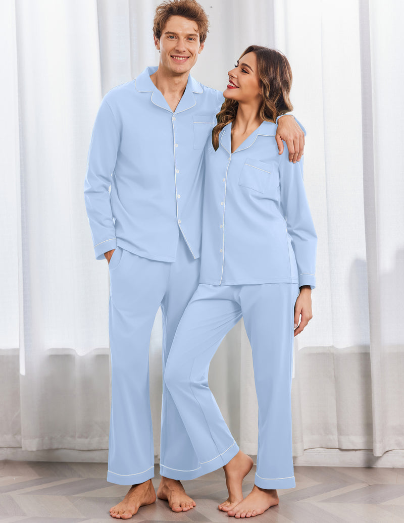 100% Cotton Couple Matching Pajamas Loungewear Pjs Set