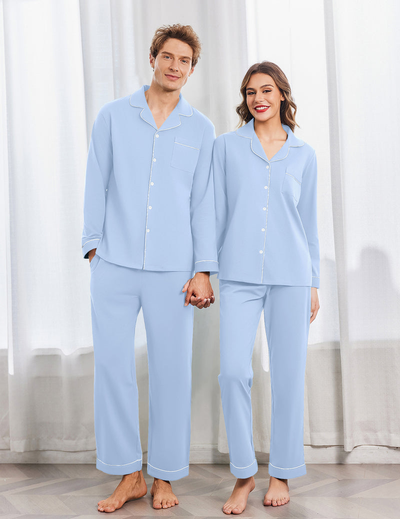 100% Cotton Couple Matching Pajamas Loungewear Pjs Set