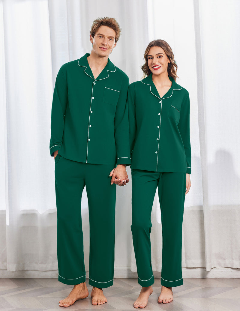 100% Cotton Couple Matching Pajamas Loungewear Pjs Set