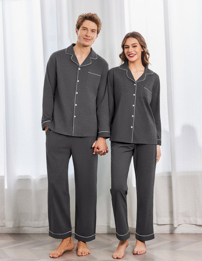 100% Cotton Couple Matching Pajamas Loungewear Pjs Set