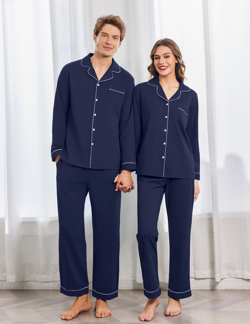 100% Cotton Couple Matching Pajamas Loungewear Pjs Set