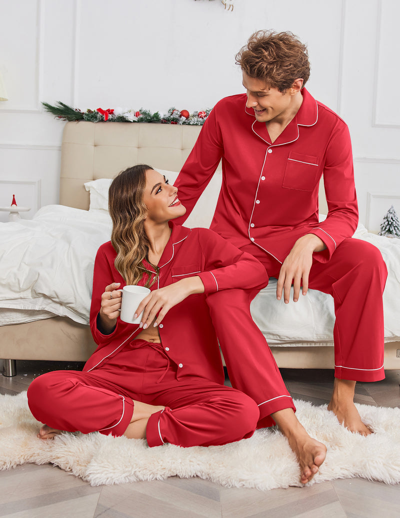 100% Cotton Couple Matching Pajamas Loungewear Pjs Set