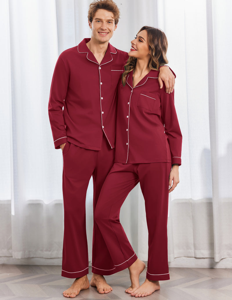 100% Cotton Couple Matching Pajamas Loungewear Pjs Set